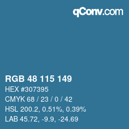 Color code: RGB 48 115 149 | qconv.com