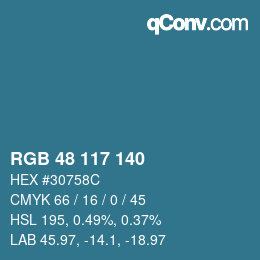 Farbcode: RGB 48 117 140 | qconv.com
