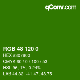 Color code: RGB 48 120 0 | qconv.com