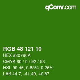 Color code: RGB 48 121 10 | qconv.com
