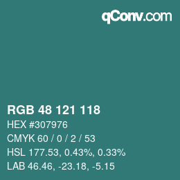 颜色代码: RGB 48 121 118 | qconv.com