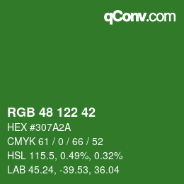 Color code: RGB 48 122 42 | qconv.com