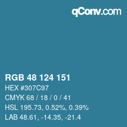 カラーコード: RGB 48 124 151 | qconv.com