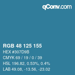Color code: RGB 48 125 155 | qconv.com