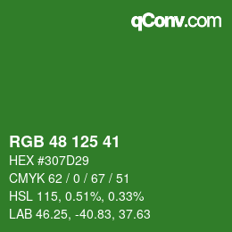 カラーコード: RGB 48 125 41 | qconv.com
