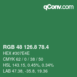 カラーコード: RGB 48 126.8 78.4 | qconv.com