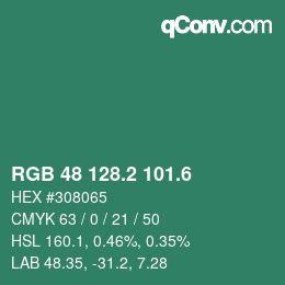 カラーコード: RGB 48 128.2 101.6 | qconv.com