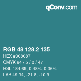カラーコード: RGB 48 128.2 135 | qconv.com