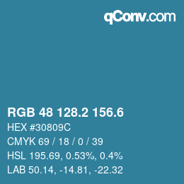 カラーコード: RGB 48 128.2 156.6 | qconv.com