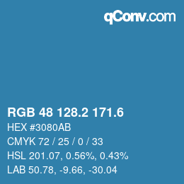 カラーコード: RGB 48 128.2 171.6 | qconv.com