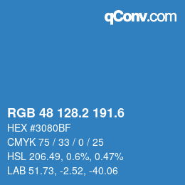 カラーコード: RGB 48 128.2 191.6 | qconv.com