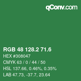 カラーコード: RGB 48 128.2 71.6 | qconv.com