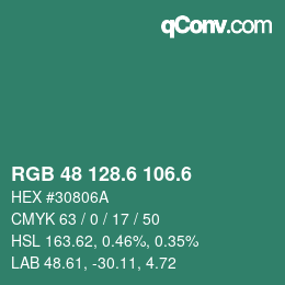 カラーコード: RGB 48 128.6 106.6 | qconv.com