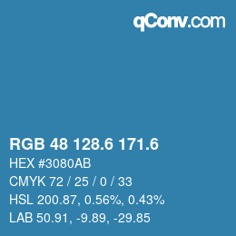 カラーコード: RGB 48 128.6 171.6 | qconv.com