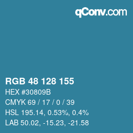 カラーコード: RGB 48 128 155 | qconv.com