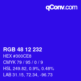 Color code: RGB 48 12 232 | qconv.com