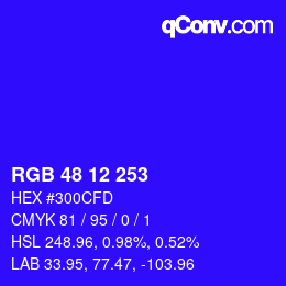 Color code: RGB 48 12 253 | qconv.com