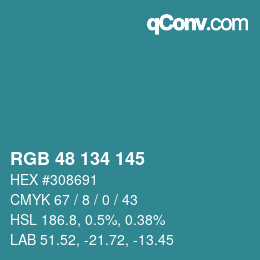 Color code: RGB 48 134 145 | qconv.com