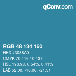 Color code: RGB 48 134 160 | qconv.com