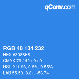 Color code: RGB 48 134 232 | qconv.com