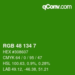 Color code: RGB 48 134 7 | qconv.com