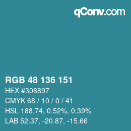 Color code: RGB 48 136 151 | qconv.com