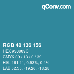 Color code: RGB 48 136 156 | qconv.com