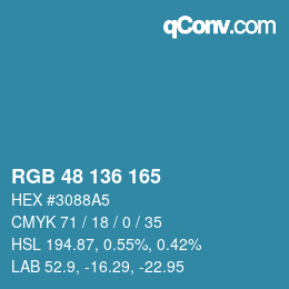 Color code: RGB 48 136 165 | qconv.com