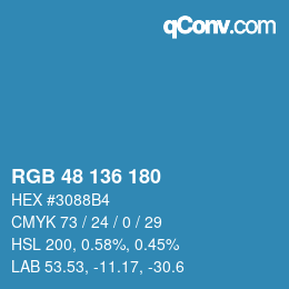 Color code: RGB 48 136 180 | qconv.com