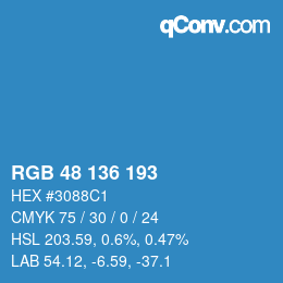 Color code: RGB 48 136 193 | qconv.com