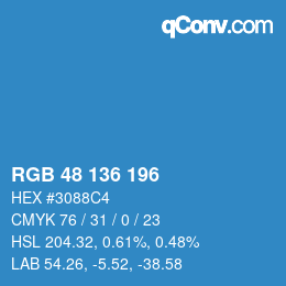 Color code: RGB 48 136 196 | qconv.com
