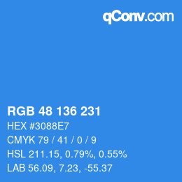 Color code: RGB 48 136 231 | qconv.com