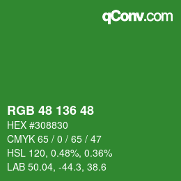 颜色代码: RGB 48 136 48 | qconv.com