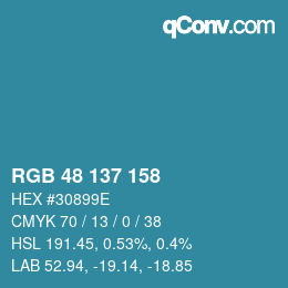 Color code: RGB 48 137 158 | qconv.com