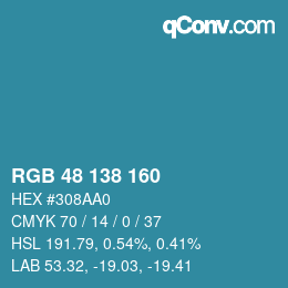 Color code: RGB 48 138 160 | qconv.com