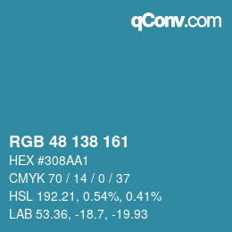 Color code: RGB 48 138 161 | qconv.com