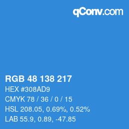 Color code: RGB 48 138 217 | qconv.com