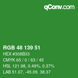 Farbcode: RGB 48 139 51 | qconv.com