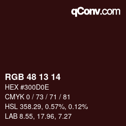 Color code: RGB 48 13 14 | qconv.com