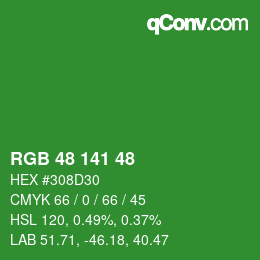 Farbcode: RGB 48 141 48 | qconv.com