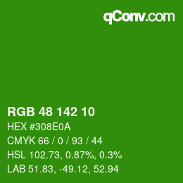 Color code: RGB 48 142 10 | qconv.com