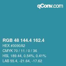 カラーコード: RGB 48 144.4 162.4 | qconv.com