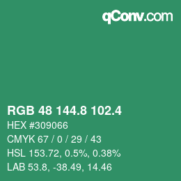 カラーコード: RGB 48 144.8 102.4 | qconv.com