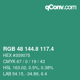 カラーコード: RGB 48 144.8 117.4 | qconv.com