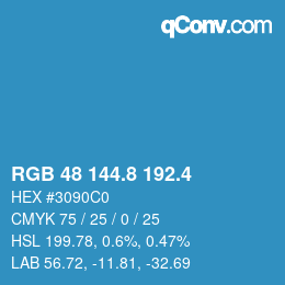 カラーコード: RGB 48 144.8 192.4 | qconv.com