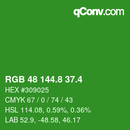 カラーコード: RGB 48 144.8 37.4 | qconv.com