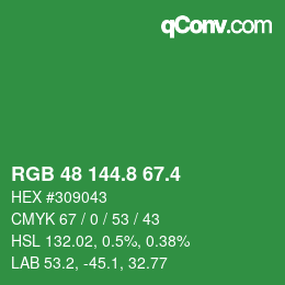 カラーコード: RGB 48 144.8 67.4 | qconv.com