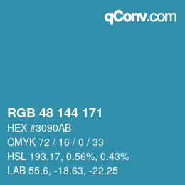 Color code: RGB 48 144 171 | qconv.com