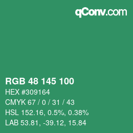 Color code: RGB 48 145 100 | qconv.com