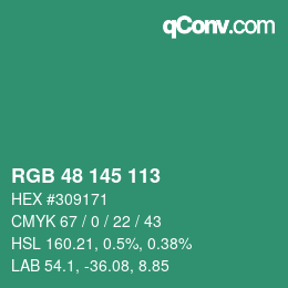 Color code: RGB 48 145 113 | qconv.com